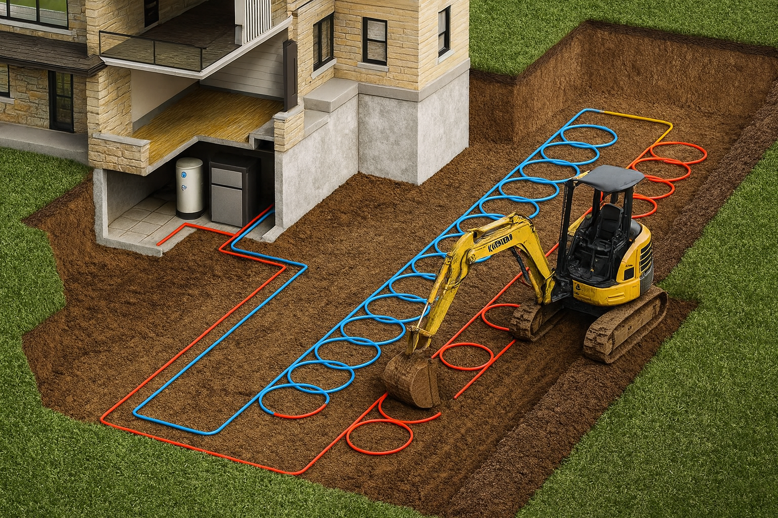 geothermal heating and cooling system install
